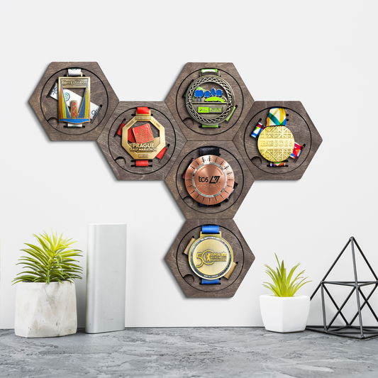 Brazil Heban modular hexagon medal Holder Display