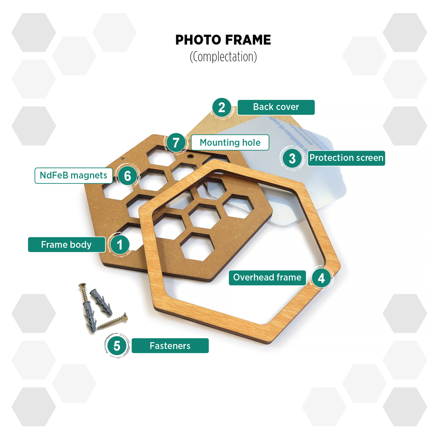 Oregon Pine modular hexagon Photo Frame