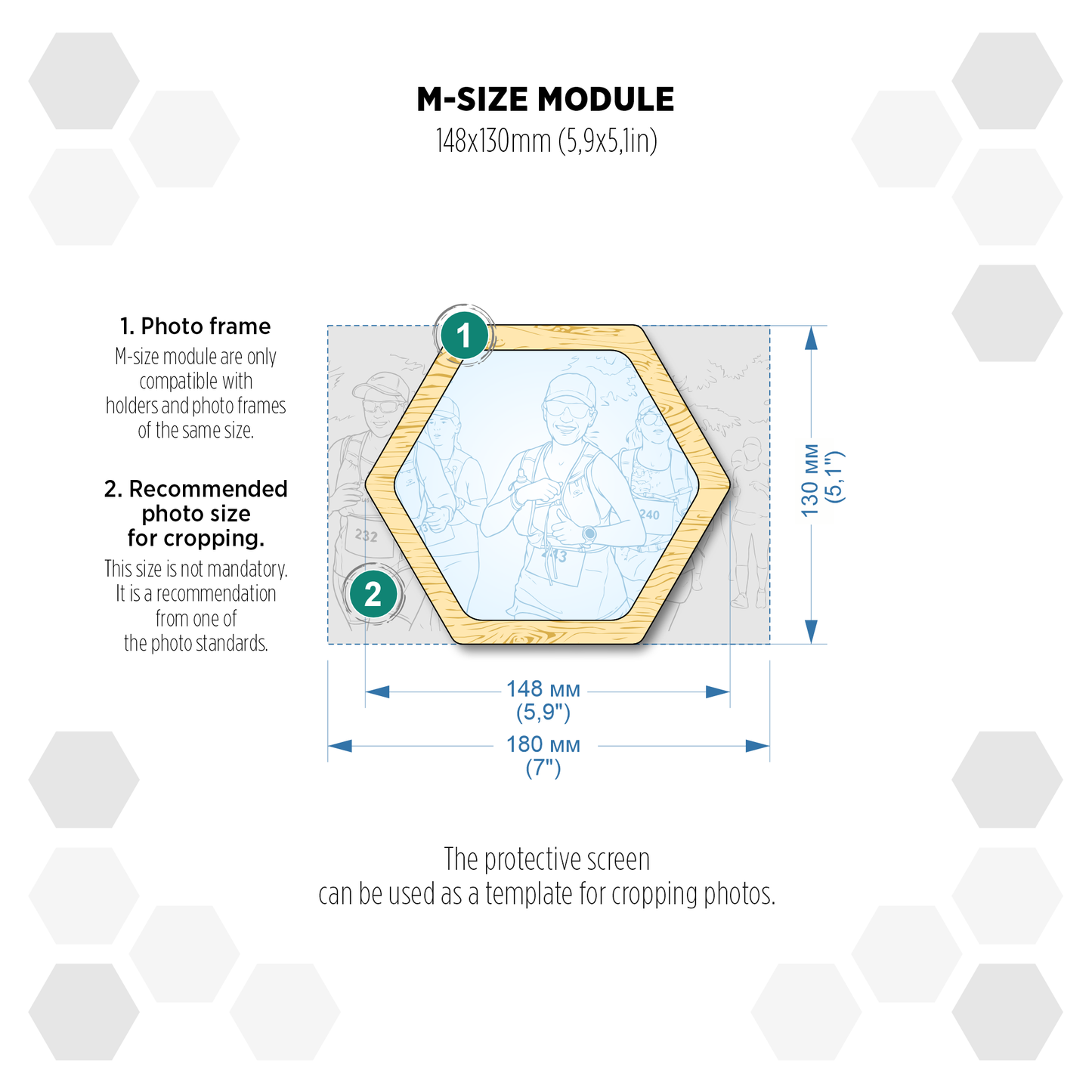 Oregon Pine modular hexagon Photo Frame